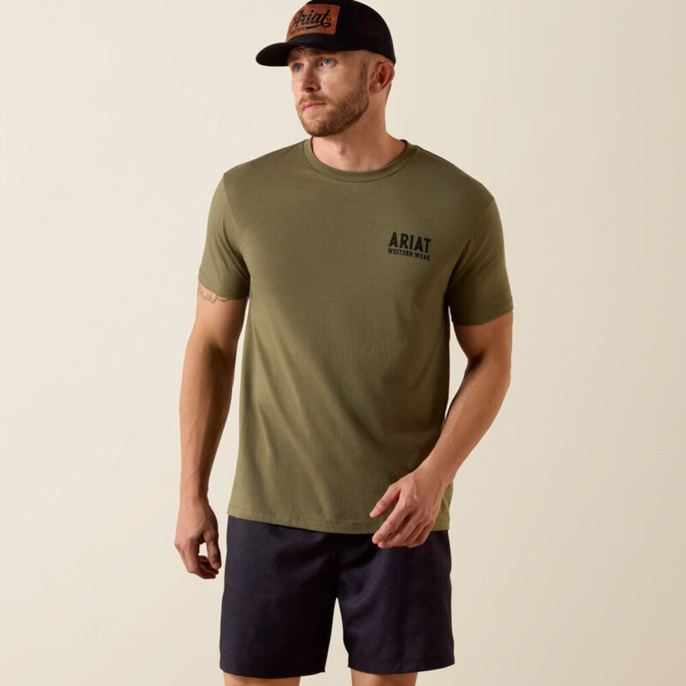 NWT Ariat Men's Outline Shop T-Shirt in Military Heather sz Medium